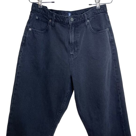 GAP Denim Women's Size 12/31P Black High Rise Tapered Leg Cropped Mom Jeans - Picture 3 of 7